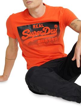 T-Shirt Superdry Halftone Arancione per Uomo