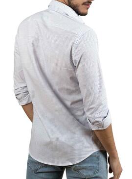 Camicia Klout Micro Bianco e Blu per Uomo