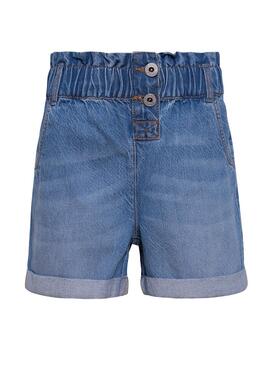 Short Pepe Jeans Gigi Paperbag Blu per Bambina