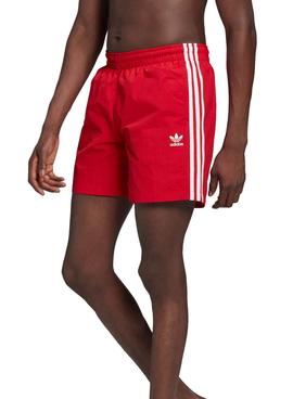 Costume da bagno Adidas 3 Stripe Rosso per Uomo