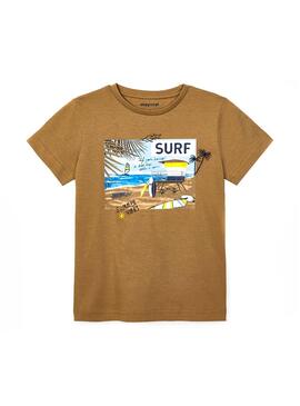 T-Shirt Mayoral Surf Playa marrone per Bambino