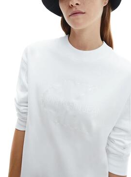 Vestito Calvin Klein tonale Monogram Bianco Donna
