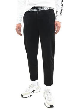 Pantaloni con fascia in vita con logo Calvin Klein Nero Uomo