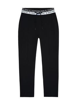 Pantaloni con fascia in vita con logo Calvin Klein Nero Uomo