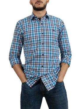 Camicia Klout Madras Blu per Uomo