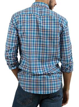 Camicia Klout Madras Blu per Uomo