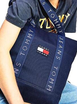 Borsa Tommy Jeans Heritage Tote Blu Navy Donna