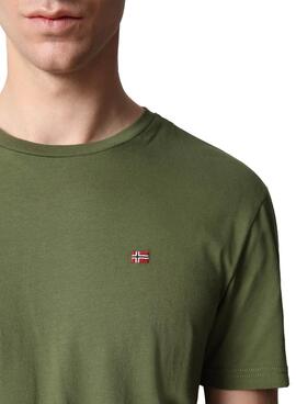 T-Shirt Napapijri Salis Verde per Uomo