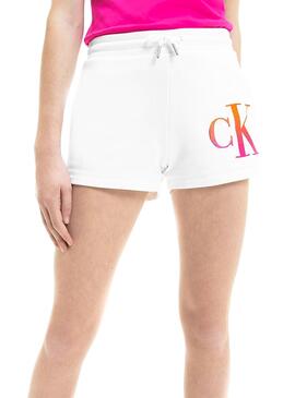 Short Calvin Klein Gradient Logo Bianco per Bambina