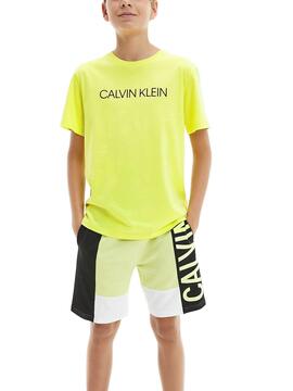 T-Shirt Calvin Klein Institutional Giallo Bambino