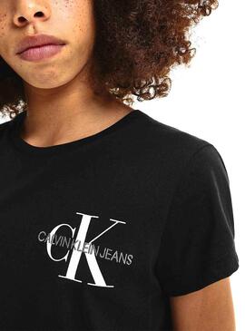 T-Shirt Calvin Klein Chest Monogram Nero Bambina