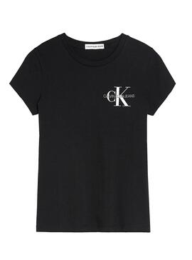 T-Shirt Calvin Klein Chest Monogram Nero Bambina
