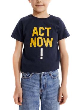 T-Shirt Ecoalf Baume Act Now Blu Navy Bambino