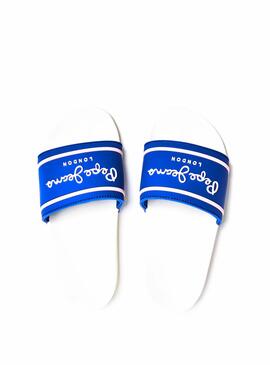 Sandali Pepe Jeans Slider Logo Blu per Bambina