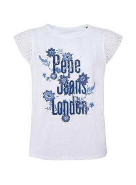 T-Shirt Pepe Jeans Paige Bianco per Bambina