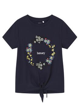 T-Shirt Name It Daisi Blu Navy per Bambina