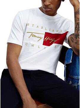 T-Shirt Tommy Hilfiger Signature Bianco Uomo