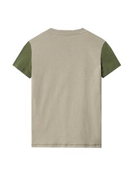 T-Shirt Napapijri Sauck Verde per Bambino