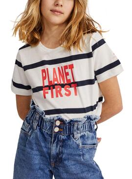 T-Shirt Ecoalf Planet First Bianco per Bambina