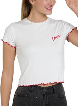 T-Shirt Naf Naf Love Bianco per Donna