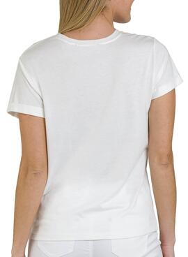 T-Shirt Naf Naf Hapiness Bianco per Donna