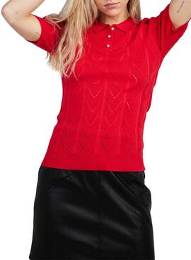 Polo Naf Naf Knitted Rosso per Donna