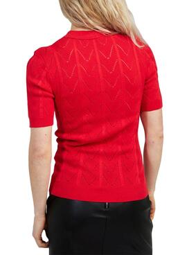 Polo Naf Naf Knitted Rosso per Donna