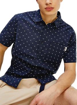 Camicia Tommy Jeans Short Sleeve Blu Navy Uomo