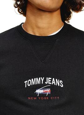 Felpa Tommy Jeans Timeless Nero per Uomo