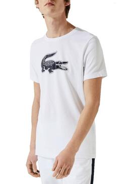 T-Shirt Lacoste Logo 3D Bianco per Uomo