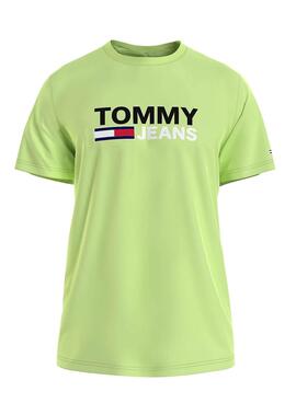 T-Shirt Tommy Jeans Corp Logo Verde per Uomo