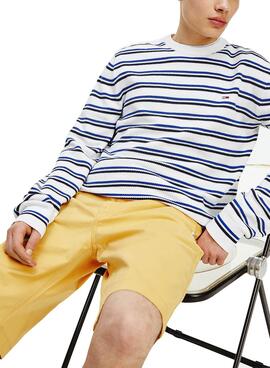 Pullover Tommy Jeans Multistripe Bianco per Uomo