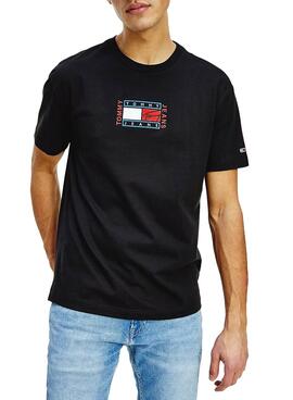 T-Shirt Tommy Jeans Timeless Flag Nero Uomo