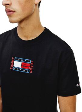 T-Shirt Tommy Jeans Timeless Flag Nero Uomo