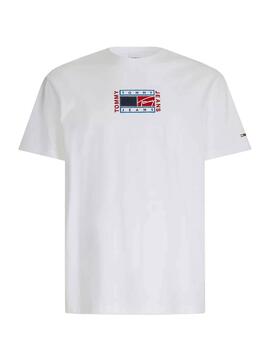 T-Shirt Tommy Jeans Timeless Flag Bianco Uomo