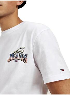 T-Shirt Tommy Jeans Diamond Bianco per Uomo