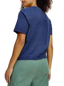 T-Shirt Tommy Jeans Cropped Blu Navy per Donna