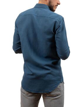 Camicia Klout Lino Blu per Uomo