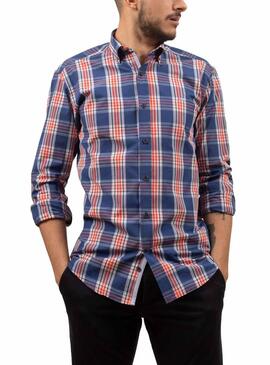 Camicia Klout Madras Blu Navy per Uomo