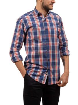 Camicia Klout Madras Blu Navy per Uomo