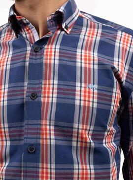 Camicia Klout Madras Blu Navy per Uomo