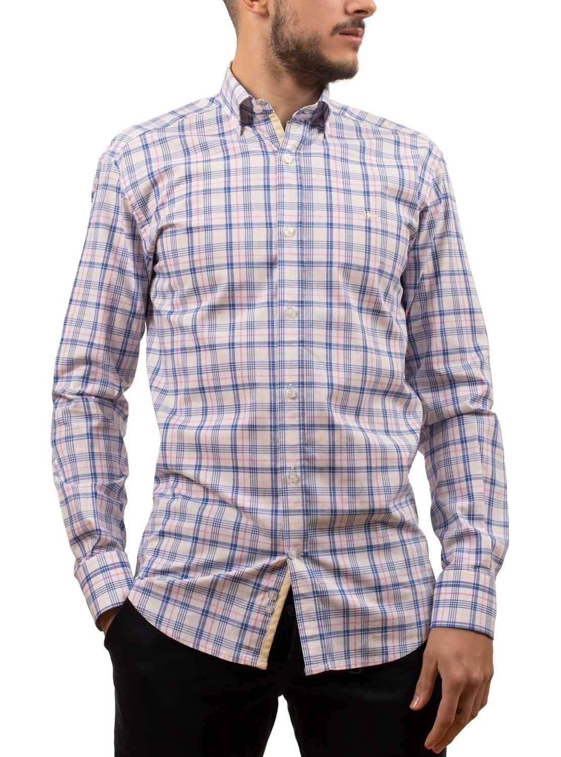 Camicia Klout Madras Bianco per Uomo