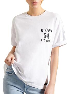 T-Shirt Superdry Military Narrative Bianco Donna