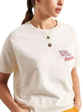 T-Shirt Superdry Workwear Bianco per Donna