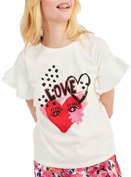 T-Shirt Naf Naf Illustrazione Bianco per Donna