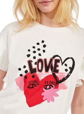 T-Shirt Naf Naf Illustrazione Bianco per Donna