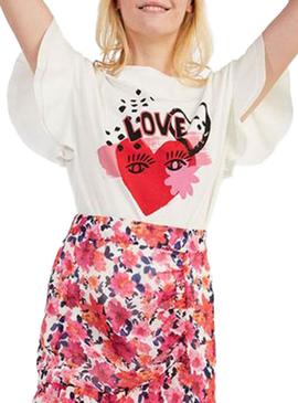 T-Shirt Naf Naf Illustrazione Bianco per Donna