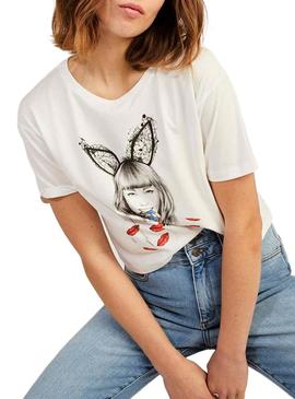 T-Shirt Naf Naf con illustrazione Bianco per Donna