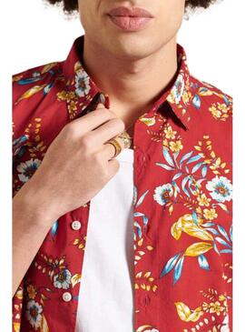 Camicia Superdry Hawaiian Rosso per Uomo