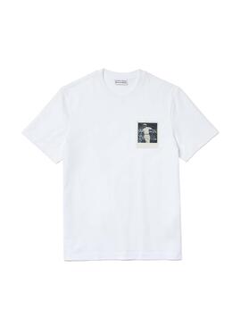 T-Shirt Lacoste x Polaroid Bianco per Uomo